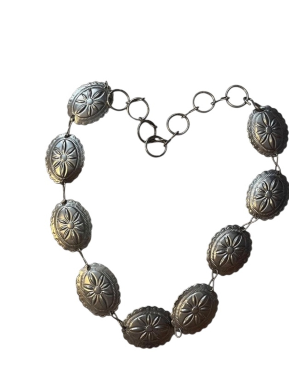 Vintage Western Gold Concho Chain Belt Boho Festival Oval Medallion Belt cowgirl